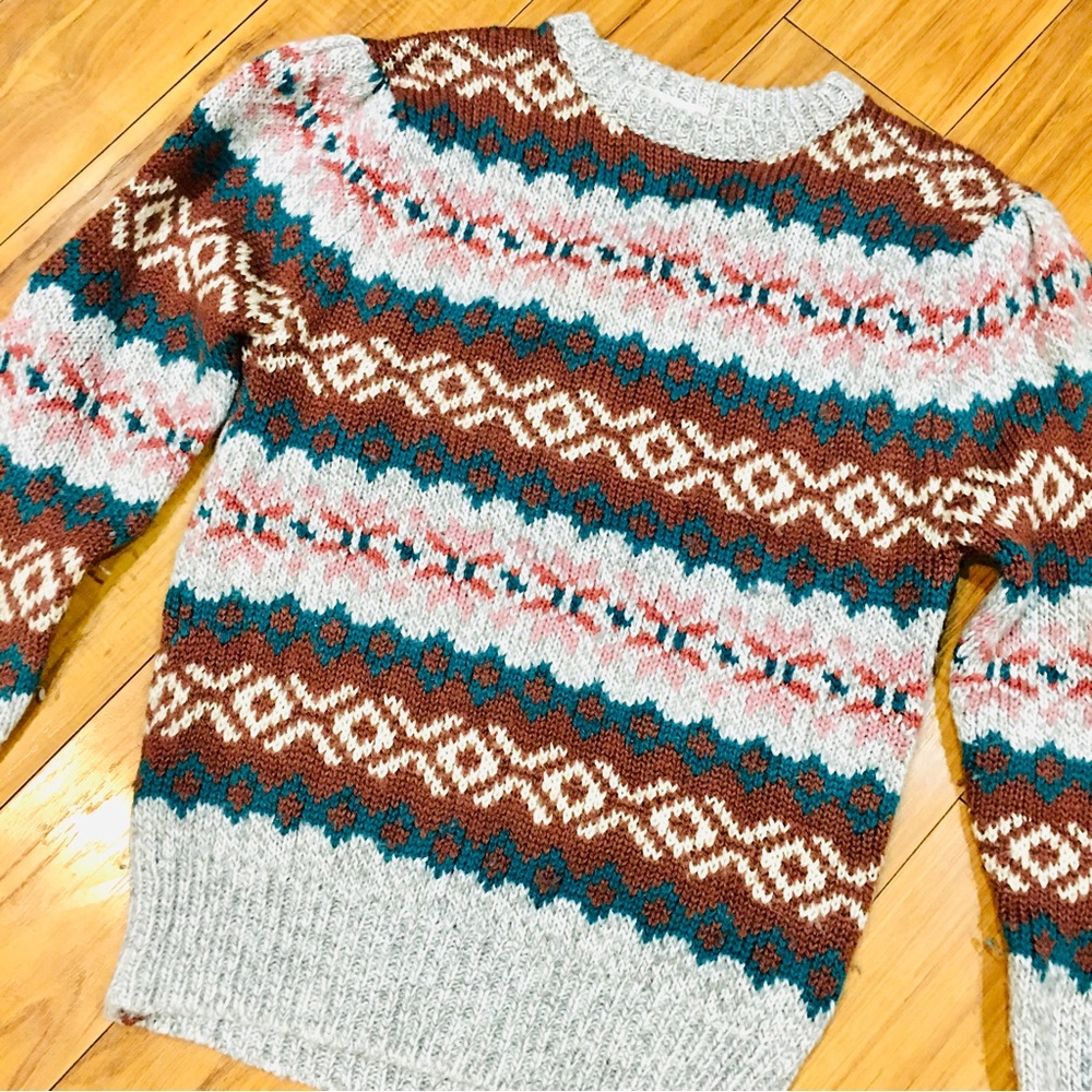 Vintage cozy winter soft sweater top pullover small ski snow small